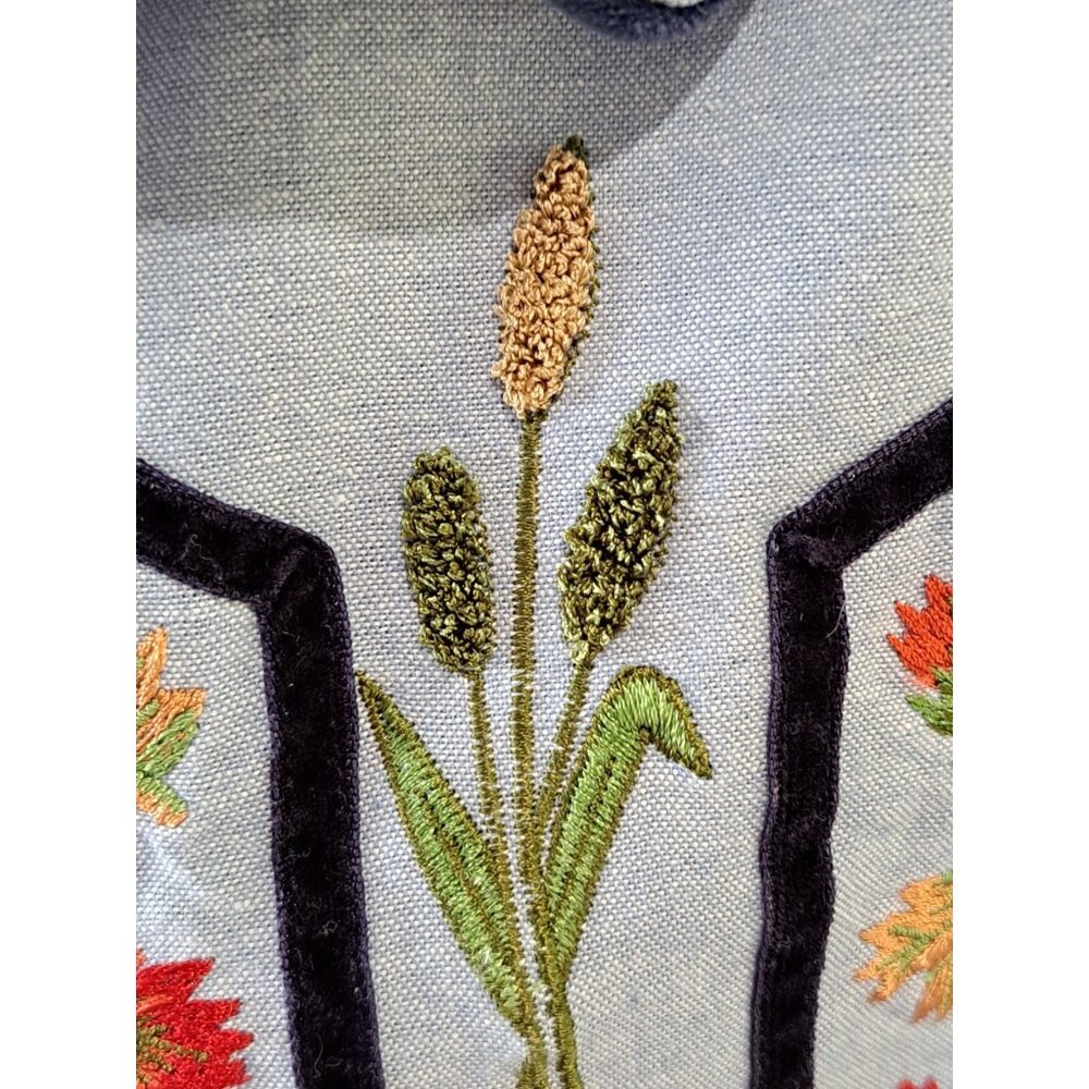 VTG Fall Cornstalk Fall Harvest 3D Blue Chambray Long Sleeve Shirt Women's 16 - Picture 2 of 12